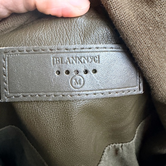 Blank NYC Faux Leather Drape Front Moto Jacket in Olive Green Size Small - Picture 2 of 5